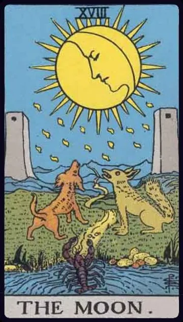 Deep dive into The Moon Tarot card (XVIII)! Unpack its mystical symbolism, learn upright & reversed meanings, and understand its message of illusion, intuition, dreams, and navigating the subconscious mind.