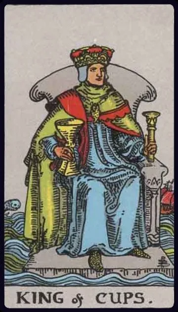 Explore the King of Cups Tarot card. Learn how this emotionally mature card represents compassionate leadership, balanced emotions, diplomatic communication, and spiritual wisdom in your readings.